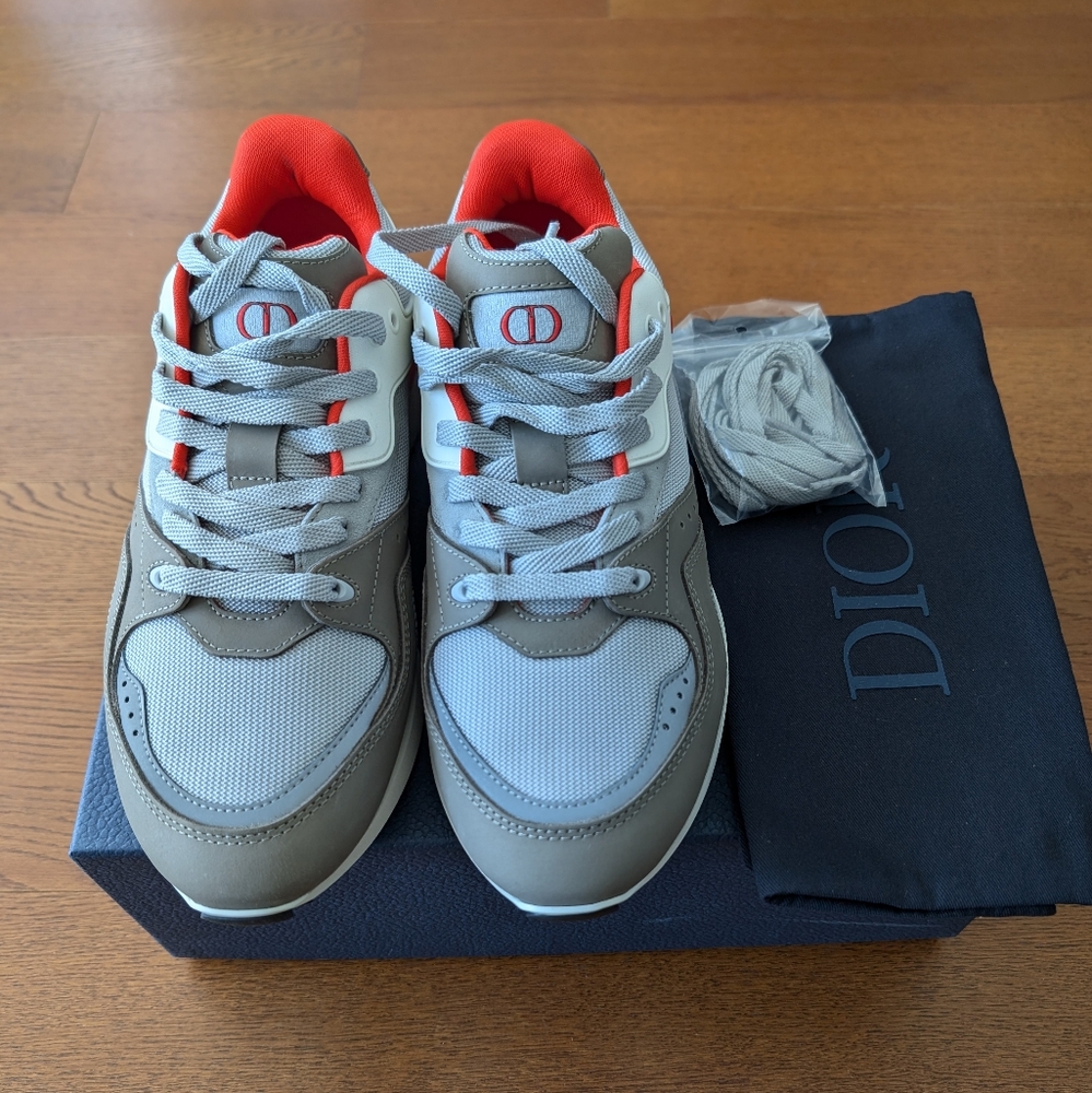 🔥 NIB DIOR B29 SNEAKER ORANGE GRAY SIZE 9 42